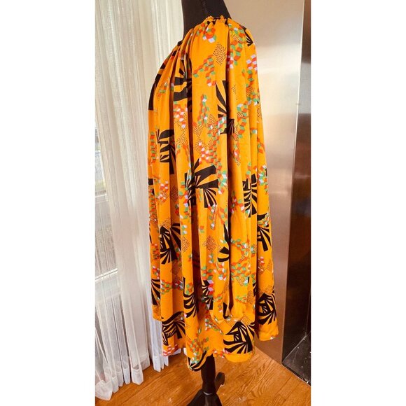 Vintage 70s oversized blouse, puffy sleeves top, yellow black green orange - Picture 6 of 9